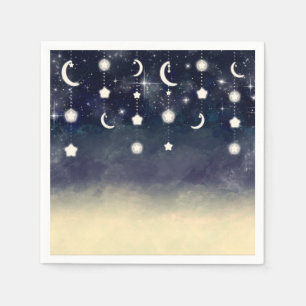 Moon Star Glow Celestial Watercolor Baby Shower Napkin