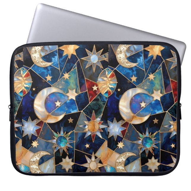 Moon Star Laptop Sleeve Stained Glass Case (Front)