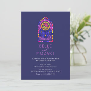 Moon star mosaic window glass wedding ceremony invitation