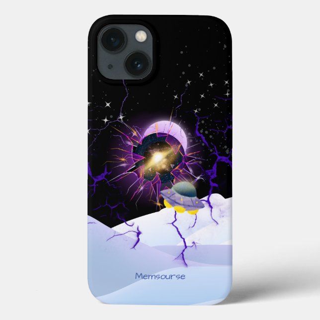 Moon Star Snown Landscape Alien Spaceship Modern Case-Mate iPhone Case (Back)