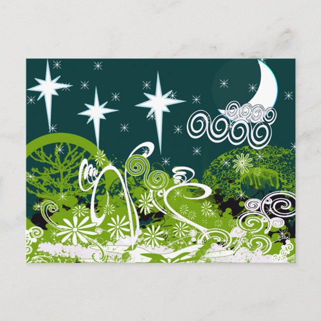 Moon Star Tree Paint Splat Postcard (Front)