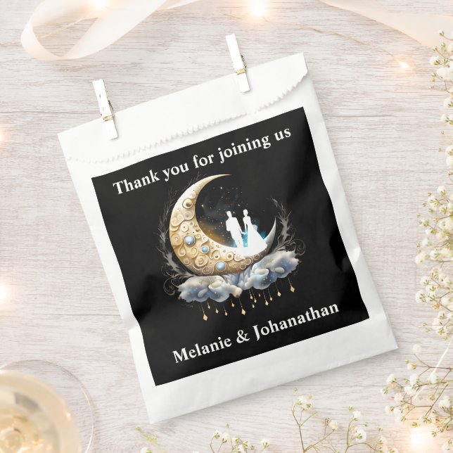 Moon starry night sky celestial crescent couple favour bag (Clipped)