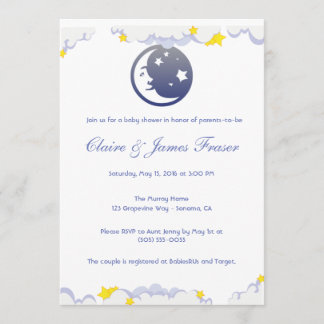 Moon, Stars and Clouds Baby Shower Invitation