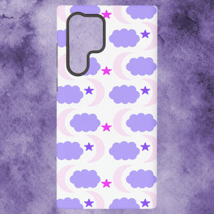 Moon, Stars and Clouds Pattern Pink and Purple Samsung Galaxy Case
