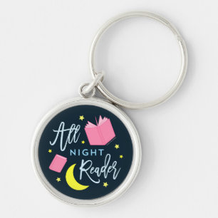 Moon Stars and Pink Books All Night Reader Keychain