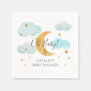 Moon & Stars Baby Shower Blue Clouds Napkins 