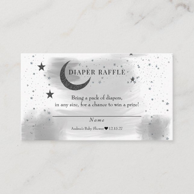 Moon Stars Baby Shower Diaper Raffle Enclosure Card (Front)