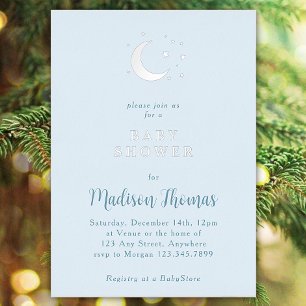 Moon & Stars Baby Shower Foil Invitation