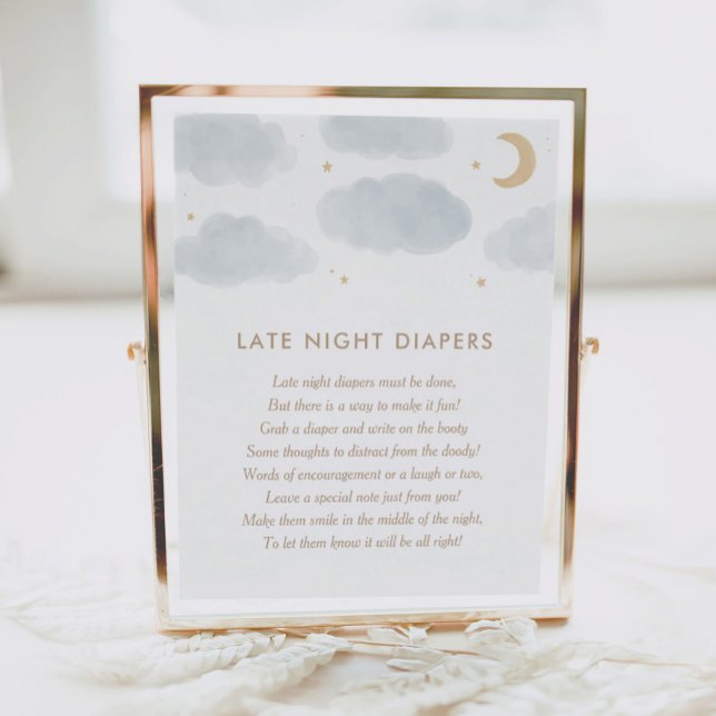 Moon Stars Baby Shower Late Night Diapers Poster (Creator Uploaded)