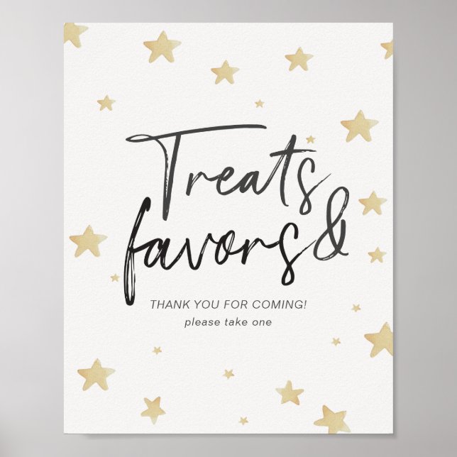Moon Stars Baby Shower Treats & Favors Sign (Front)