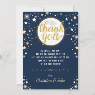 Moon & Stars Baby Shower / Twinkle Star Birthday Thank You Card