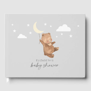 Moon Stars Bear Baby Shower Guest Book