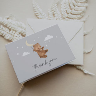 Moon Stars Bear Baby Shower Thank You Card