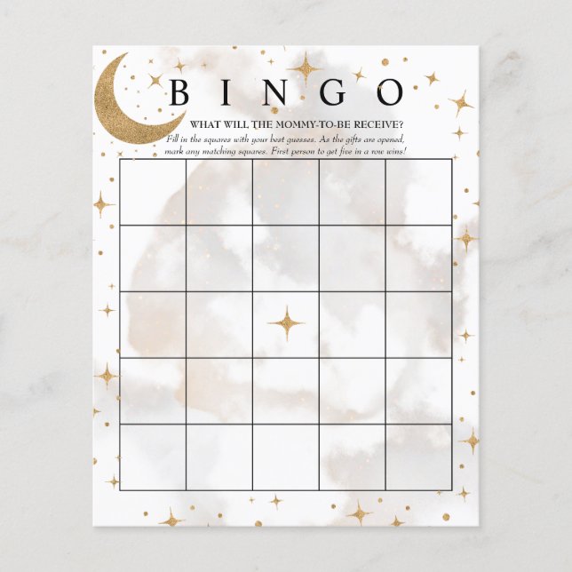 Moon Stars | Bingo | Baby Shower Games (Front)