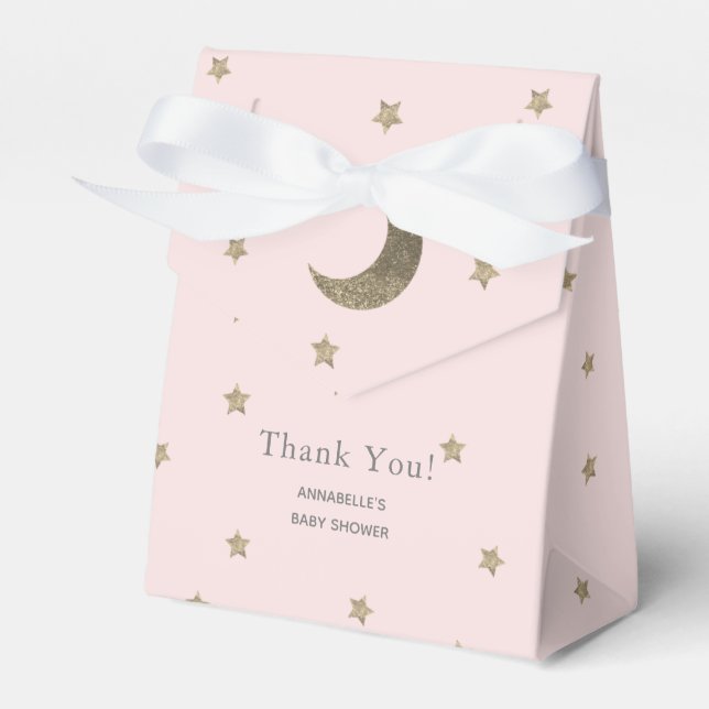 Moon & Stars Blush Pink Baby Shower Gift Box (Front Side)