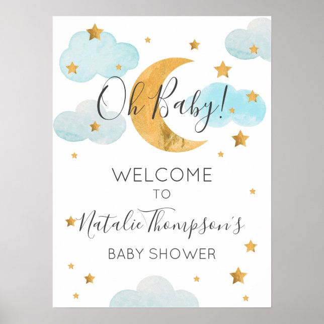 Moon & Stars Boy Poster Welcome Sign (Front)