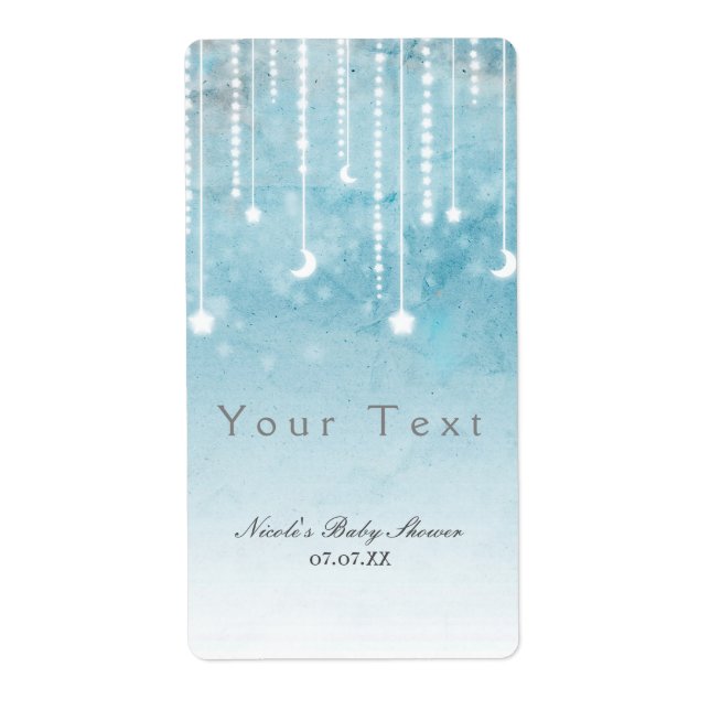 Moon & Stars Celestial Baby Shower Label (Front)