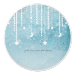 Moon & Stars Celestial Hanging Glow Ceramic Knob