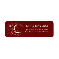 Moon Stars Celestial Mystical Night Sky Red
