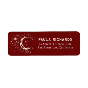 Moon Stars Celestial Mystical Night Sky Red