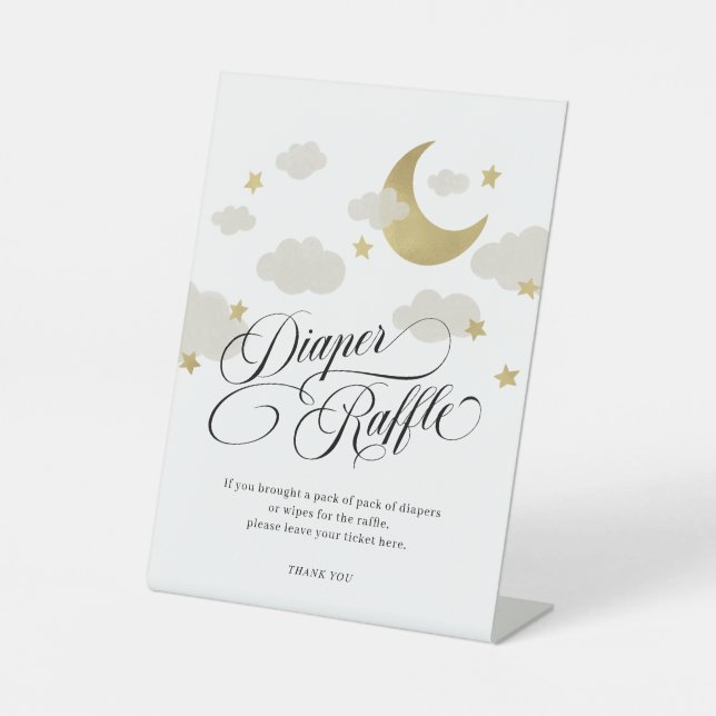 Moon Stars Cloud Baby Shower Diaper Raffle Sign (Front)