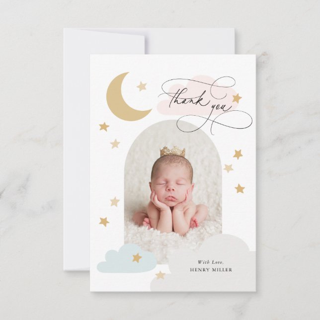 Moon Stars Clouds Arch Photo Colourful Thank You (Front)