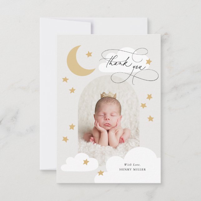 Moon Stars Clouds Arch Photo Grey Thank You (Front)