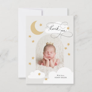 Moon Stars Clouds Arch Photo Grey Thank You Card