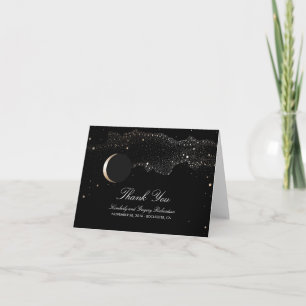 Moon Stars Enchanted Night Black Wedding Thank You Card