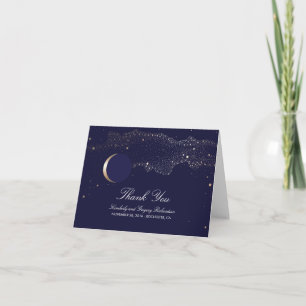 Moon Stars Enchanted Night Navy Wedding Thank You Card