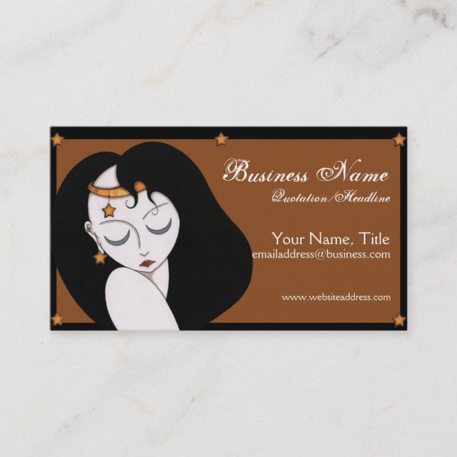 Moon & Stars Girl  - Fantasy Business Cards (Front)