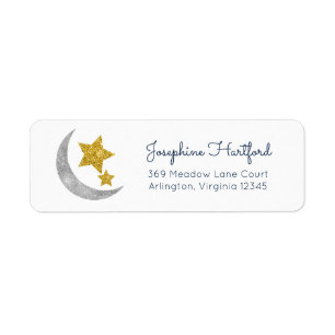 Moon & Stars Glitter Celestial Return Address
