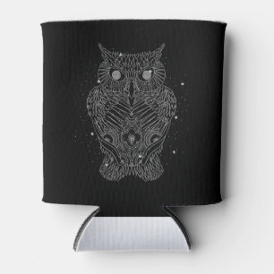 Moon Stars Mandala Owl Galaxy Night Animal Bird Can Cooler