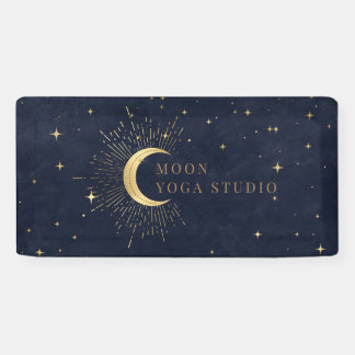 Moon Stars Midnight Blue Banner