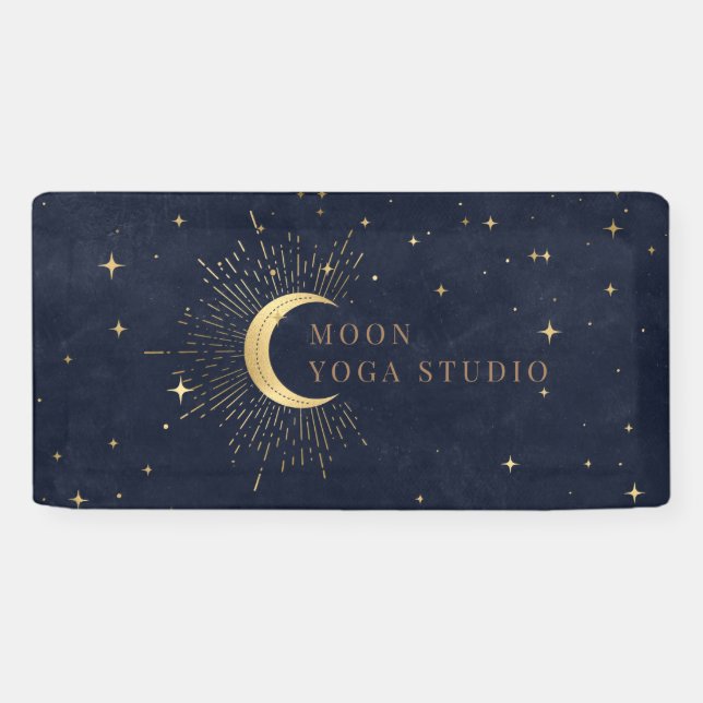 Moon Stars Midnight Blue Banner (Horizontal)