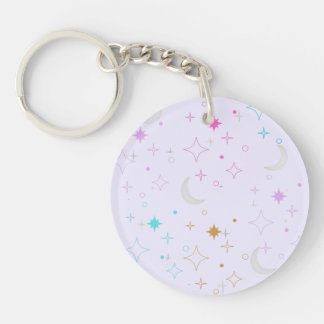 Moon & Stars Minimalist Lavender Keychain