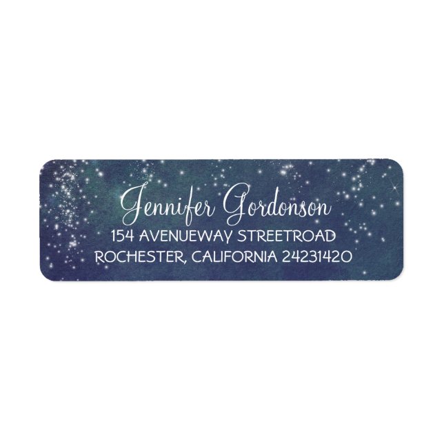 Moon Stars Navy Shimmer Wedding (Front)