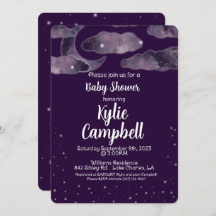 Moon, Stars, Night Sky Baby Shower Invitation