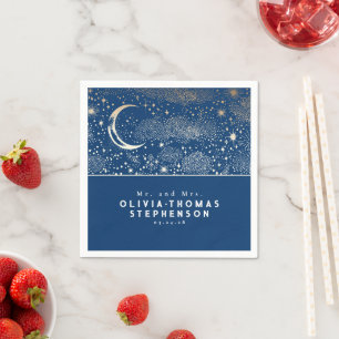 Moon Stars Night Sky Mystical Romantic Napkin