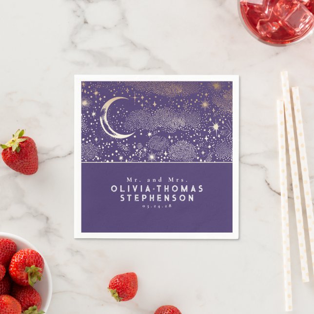 Moon Stars Night Sky Mystical Romantic Napkin (Insitu)