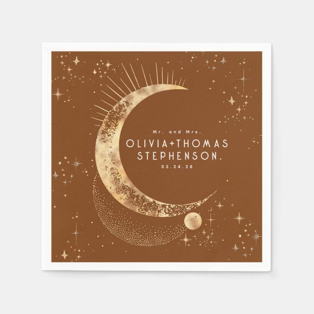 Moon Stars Night Sky Mystical Romantic Napkins (Front)