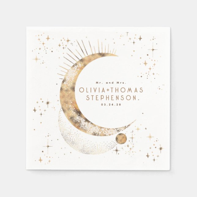 Moon Stars Night Sky Mystical Romantic Napkins (Front)