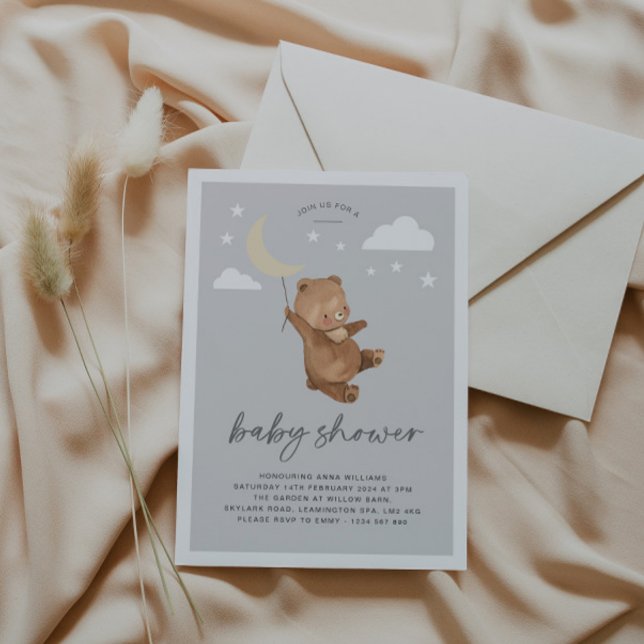 Moon Stars Ours Baby shower Invitation (Créateur téléchargé)