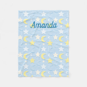 Moon & Stars Pattern Fleece Blanket