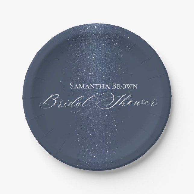 Moon Stars & String Lights Bridal Shower Paper Plate (Front)
