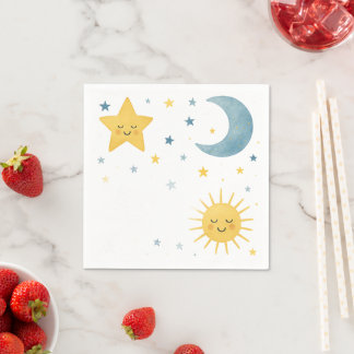 Moon, Stars, Sun & Cloud Celestial Baby Shower Napkin