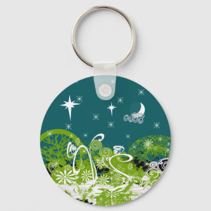 Moon Stars Swirl Paint Splat Keychain