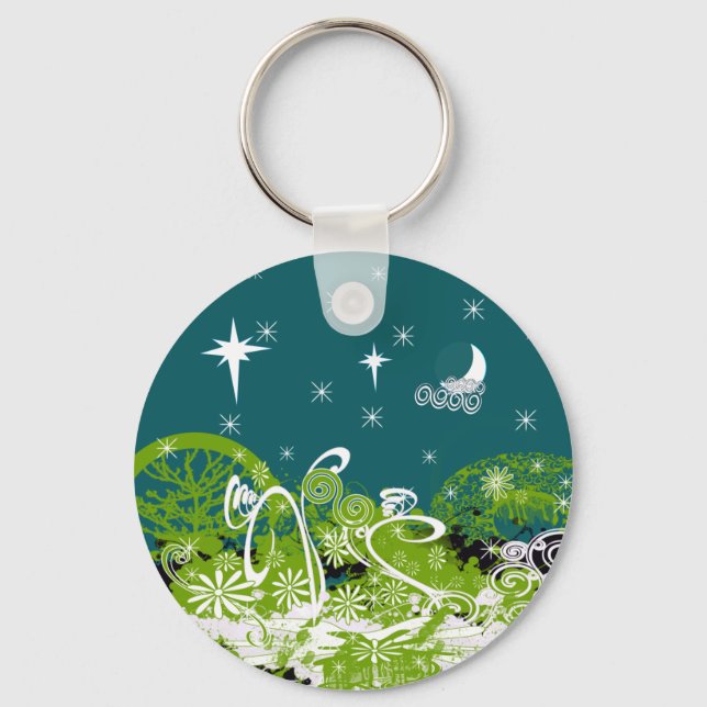 Moon Stars Swirl Paint Splat Keychain (Front)