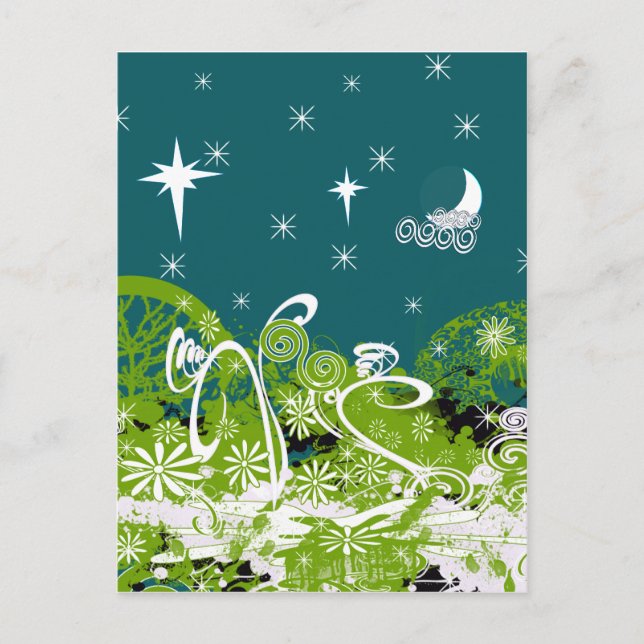 Moon Stars Swirl Paint Splat Postcard (Front)