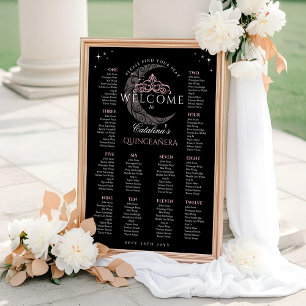 Moon Stars Tiara Black Quinceañera Seating Chart